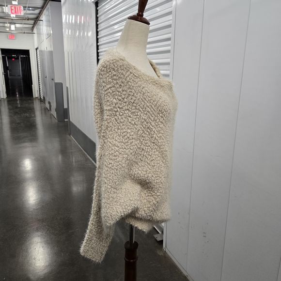 Lovestitch Cream Textured Bouclé Knit Sweater S/M Cozy Oversized Pullover - Picture 4 of 8